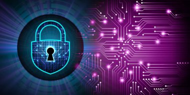 anahtar deliği ve kalkan ile kilidin arkaplan çizimi, dijital güvenlik kavramı