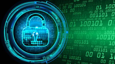 Sayısal arkaplan ve siber güvenlik konusunda kapatılmış asma kilit