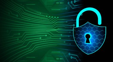 Sayısal arkaplan ve siber güvenlik konusunda kapatılmış asma kilit