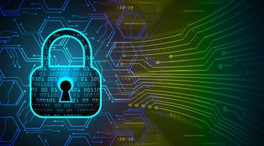 Sayısal arkaplan ve siber güvenlik konusunda kapatılmış asma kilit