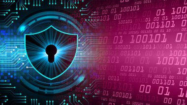 anahtar deliği ve kalkan ile kilidin arkaplan çizimi, dijital güvenlik kavramı