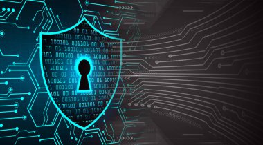 anahtar deliği ve kalkan ile kilidin arkaplan çizimi, dijital güvenlik kavramı