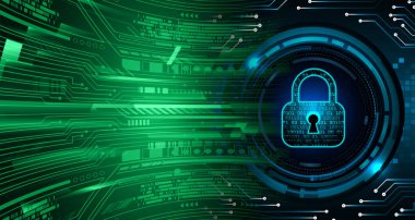 Sayısal arkaplan ve siber güvenlik konusunda kapatılmış asma kilit