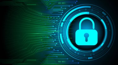 Sayısal arkaplan ve siber güvenlik konusunda kapatılmış asma kilit