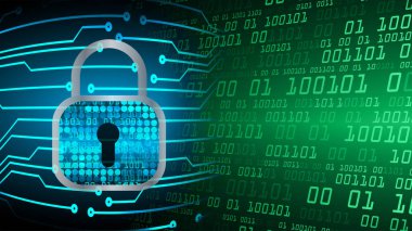 Sayısal arkaplan ve siber güvenlik konusunda kapatılmış asma kilit