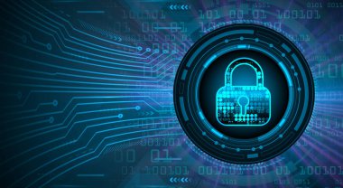 Sayısal arkaplan ve siber güvenlik konusunda kapatılmış asma kilit