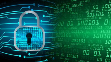 Sayısal arkaplan ve siber güvenlik konusunda kapatılmış asma kilit