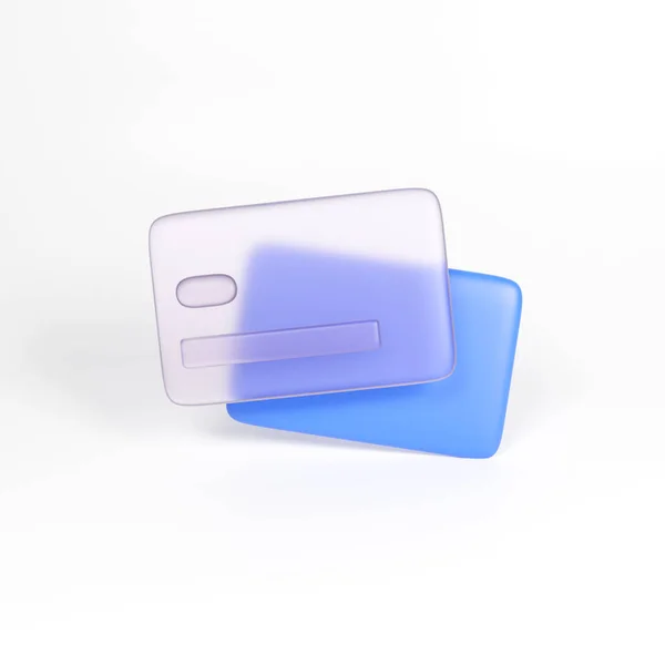 3D иконка стекломорфизм кредитная карта синий рендеринг — стоковое фото