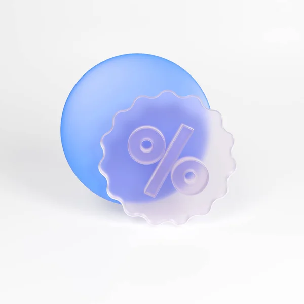 3D icona glassmorfismo vendita bonus percentuale di rendering blu — Foto Stock
