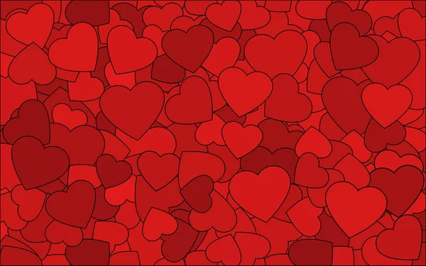 Valentine Apos Kartu Hari Dengan Hati Merah - Stok Vektor