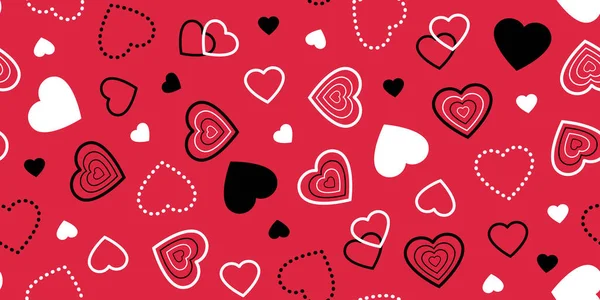Vektorový Bezešvý Vzor Srdcem Červeném Pozadí Svatý Valentýn Symboly — Stockový vektor