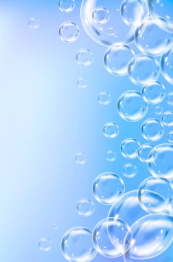 Su veya gökyüzünde hava kabarcıkları olan soyut arkaplan