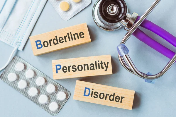 BORDERLINE PERSONALITY DISORDER text on wooden blocks. Medical concept.