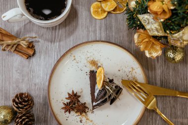 Noel meyveli kek şenlikli dekorasyon ahşap tablo