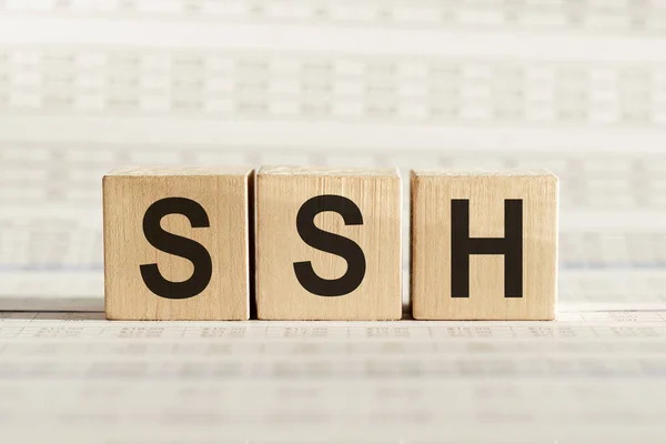 Word Ssh Formed Wooden Blocks White Table — Stock Photo, Image