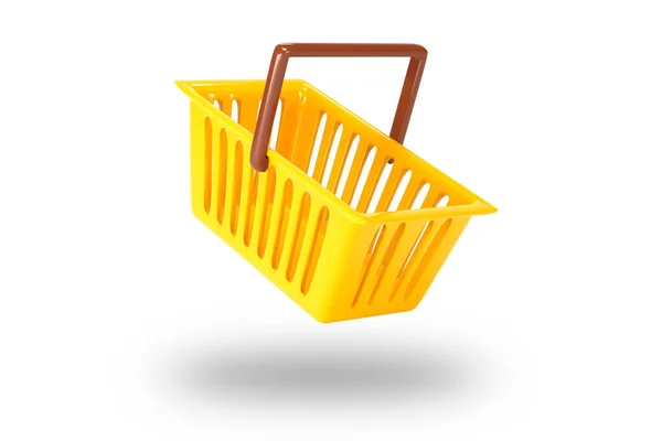 Realistic shopping carts isolated on white background. 3d render — Stockfoto