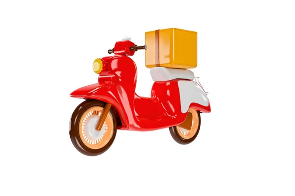 Czerwony skuter do dostarczania żywności i paczek. 3d renderowanie — Zdjęcie stockowe