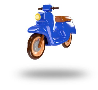 Yemek ve paket teslimatı için mavi scooter. 3d hazırlayıcı