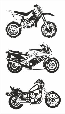 Motosikletlerin ayrıntılı vektör çizimi - 3 tip