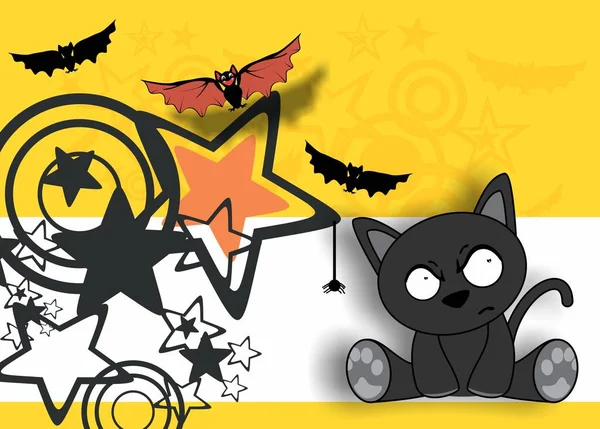 Halloween Bakgrund Katt Karaktär Tecknad Illustration — Stockfoto