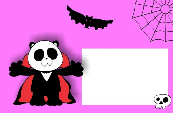 Halloween Achtergrond Panda Beer Karakter Cartoon Illustratie — Stockfoto