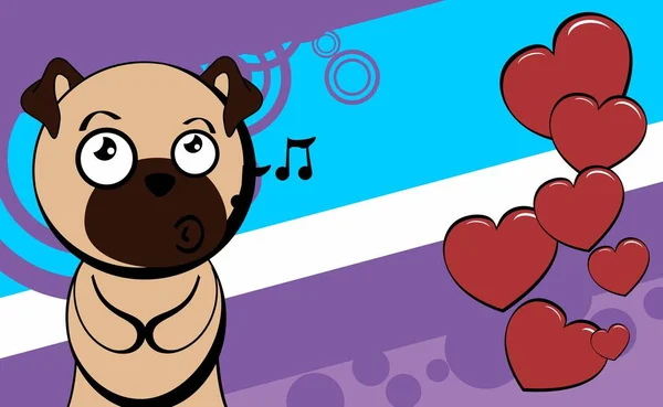 Engraçado Kawaii Pug Cão Personagem Desenho Animado Fundo Ilustração Formato —  Vetores de Stock