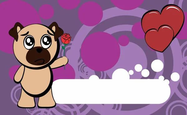 Engraçado Kawaii Pug Cão Personagem Desenho Animado Fundo Ilustração Formato —  Vetores de Stock