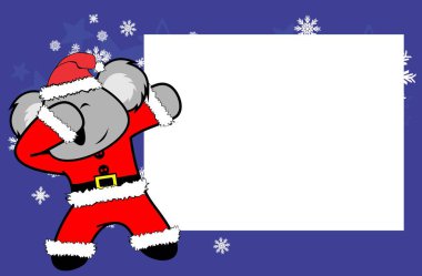 Koala Çocuk Noel Baba pozu karikatür arkaplan çizimi vektör biçiminde düzenlenmesi çok kolay 