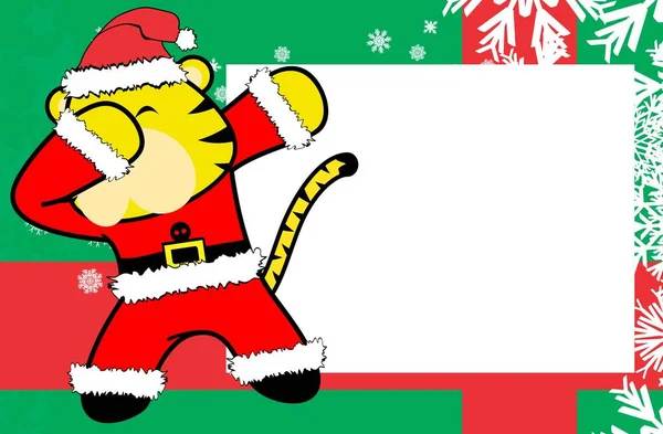 Kaplan çocuk Noel Baba kostümlü karikatür arkaplan çizimi vektör biçiminde düzenlenmesi çok kolay 