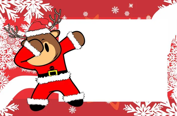 Dab Dabbing Pose Rendier Kind Claus Kostuum Cartoon Kerst Achtergrond — Stockvector