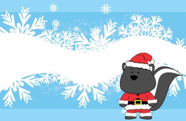 şirin kawaii kokarca karakteri xmas arkaplan illüstrasyonu vektör biçiminde