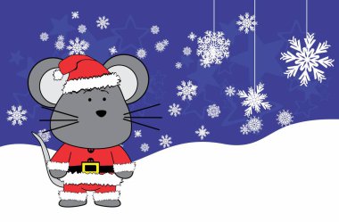 şirin kawaii fare karakter çizgi film xmas arkaplan illüstrasyonu vektör biçiminde