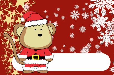 şirin kawaii maymun karakteri xmas arkaplan çizimi vektör biçiminde