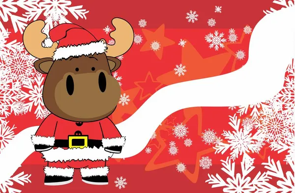 Cute Kawaii Moose Character Cartoon Xmas Background Illustration Vector Format — Stock Vector
