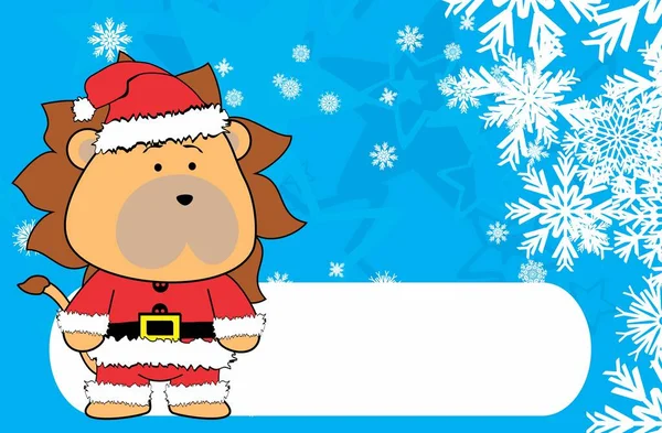 Söt Kawaii Lejon Tecken Tecknad Xmas Bakgrund Illustration Vektor Format — Stock vektor