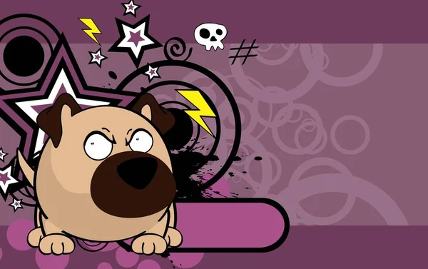 Αστείο Pug Σκυλί Χαρακτήρα Κινουμένων Σχεδίων Μπάλα Στυλ Φόντο Μορφή — Διανυσματικό Αρχείο