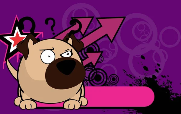 Αστείο Pug Σκυλί Χαρακτήρα Κινουμένων Σχεδίων Μπάλα Στυλ Φόντο Μορφή — Διανυσματικό Αρχείο