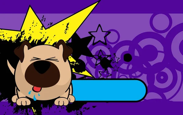 Komik Pug Dog Karakteri Çizgi Film Topu Biçimi Arkaplanı Vektör — Stok Vektör