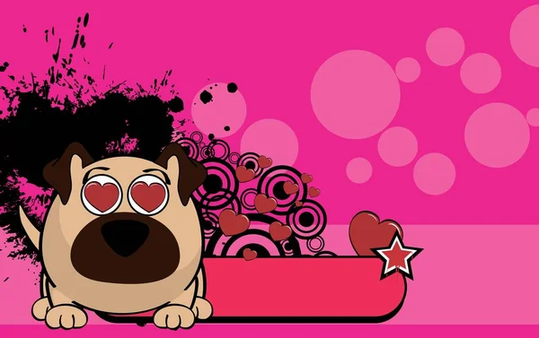 Lustige Mops Hund Charakter Cartoon Ball Stil Hintergrund Vektorformat — Stockvektor