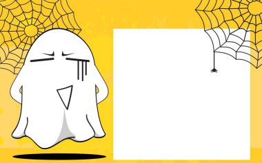 komik hayalet karakter çizgi film ifadesi resimli arkaplan çizimi vektör biçiminde
