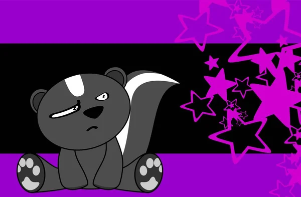 Bebé Skunk Personaje Dibujos Animados Sentado Fondo Ilustración Formato Vectorial — Vector de stock