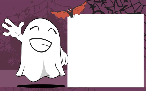 Divertido Personaje Fantasma Expresión Dibujos Animados Ilustración Fondo Marco Formato — Vector de stock