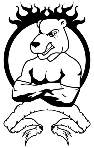 Rude Muscle Bear Cartoon Illustration Vector Format —  Vetores de Stock