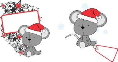 şirin bebek pelüşlü fare karakteri xmas koleksiyonu illüstrasyonu vektör biçiminde