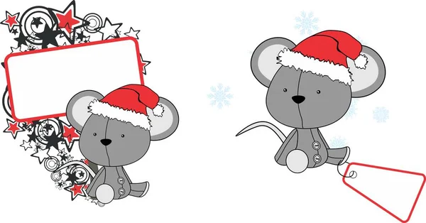 Χαριτωμένο Μωρό Βελούδινα Ποντίκι Χαρακτήρα Κινουμένων Σχεδίων Χριστούγεννα Συλλογή Εικονογράφηση — Διανυσματικό Αρχείο