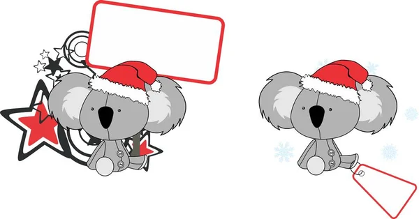 Cute Baby Plush Koala Character Cartoon Xmas Collection Illustration Vector — Stock Vector
