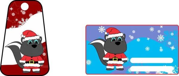 Skunk Karakter Cartoon Xmas Gift Card Illustratie Vector Formaat — Stockvector