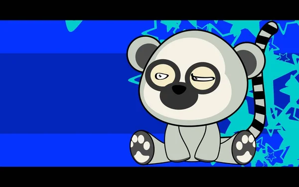 Little Baby Lemur Character Cartoon Sitting Background Illustration Vector Format — ストックベクタ
