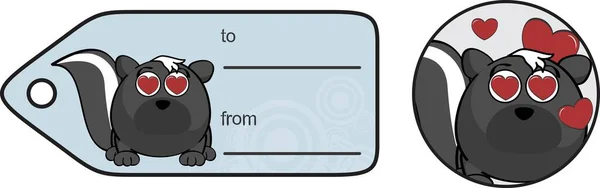 Drôle Skunk Personnage Dessin Animé Style Balle Carte Cadeau Autocollant — Image vectorielle