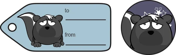 Engraçado Skunk Personagem Desenho Animado Bola Estilo Giftcard Adesivo Formato — Vetor de Stock